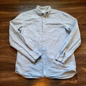 H&M LOGG Soft Long Sleeve Button Up Classic Fit, Men's Medium Light Grey